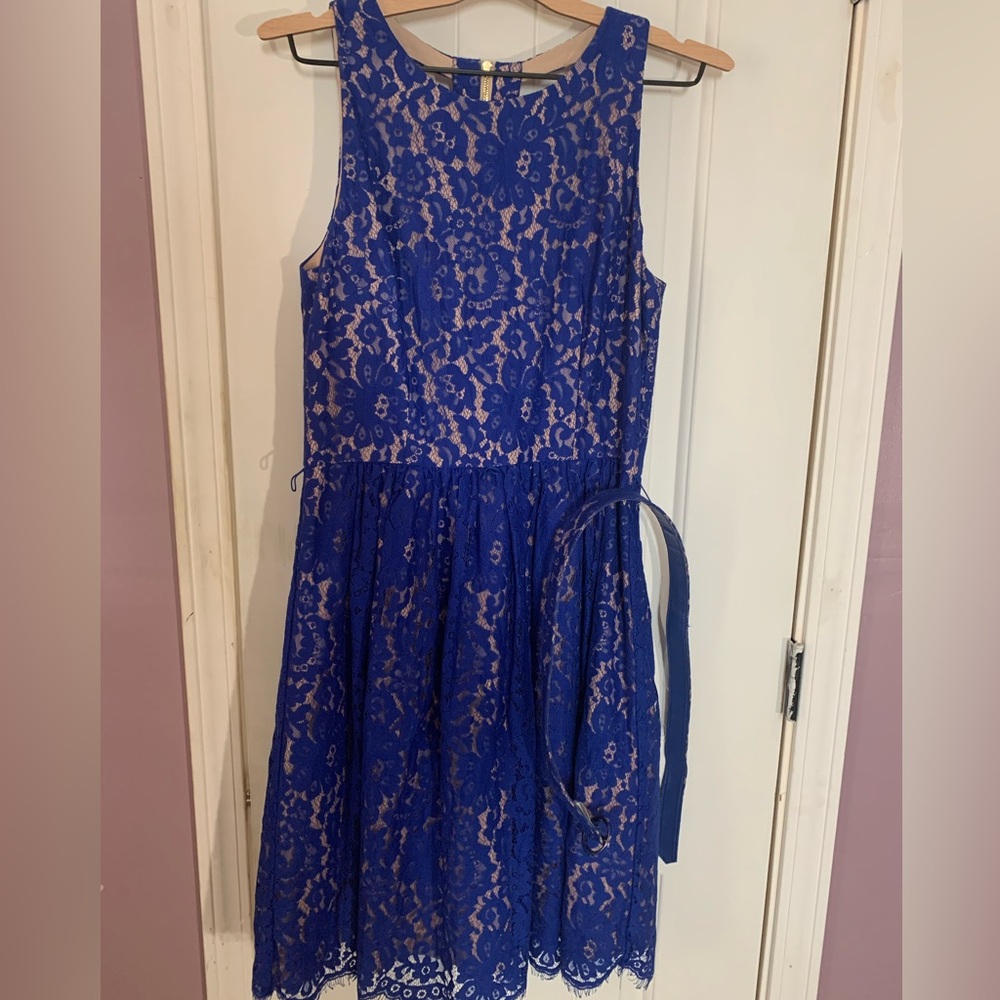 Eliza J Swept Off Your Fete Blue
Sleeveless Lace Dress Women's Size 8 NWOT